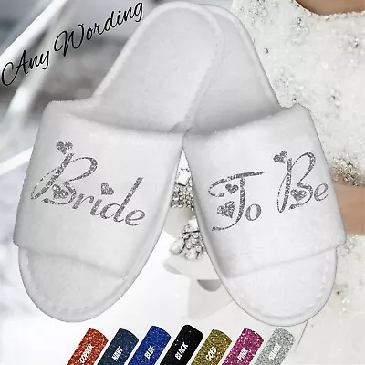 Buy Bridal Spa Slippers Hearts Personalised Glitter Bridesmaid White Wedding Bride • 5.99£