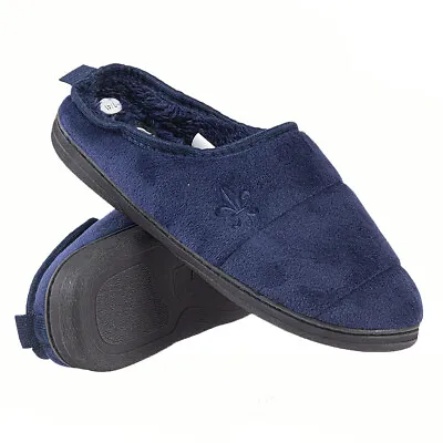 Buy Mens Slip On Fleece Lined Cotton Memory Foam Indoor Warm Clog Slippers Shoes New • 8.95£