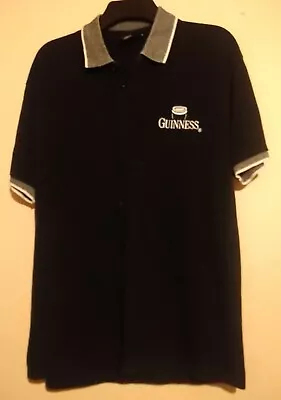 Buy Vintage Guinness S/s Black Grey White Embroidered Polo Shirt Official Merch M Ie • 19.99£