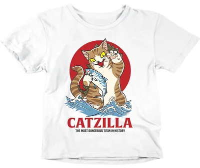 Buy Funny Cat Pun CatZilla Kids Boys Girls T-Shirt - Kitty Cute Lol Childrens Top • 7.95£