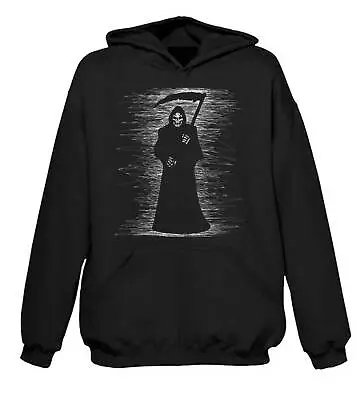 Buy GRIM REAPER HOODIE - Skeleton Skull Halloween Goth Gothic T-Shirt • 25.95£