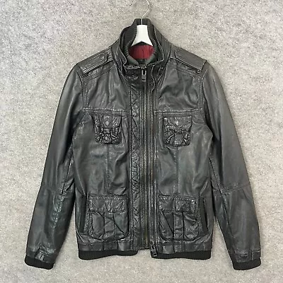 Buy Superdry Jacket Mens XL Black Genuine Real Leather Biker Motorcycle Coat Top • 69.99£