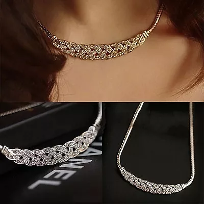 Buy Women Jewelry Crystal Pendant Chain Choker Chunky Statement Bib Charm Necklace • 3.49£