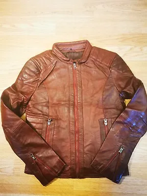 Buy Women Burgundy Leather Jacket Available In M,l,xxl,xxxl • 35£