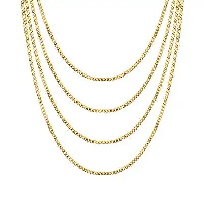 Buy Men's 3mm Gold Plated Steel 18-24 Inch Cuban Curb Chain Necklace • 8.99£