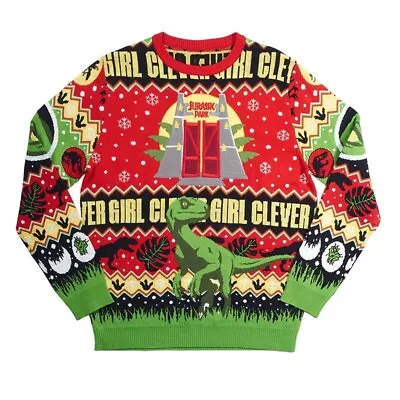 Buy Jurassic Park Official Christmas Jumper Ugly Sweater Xmas Raptor Clever Girl  • 42.99£