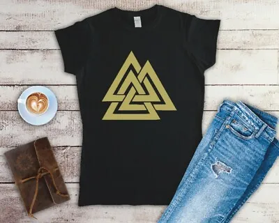 Buy Viking Valknut Odin's Knot Ladies Fitted T Shirt Sizes Small-2XL  • 11.49£