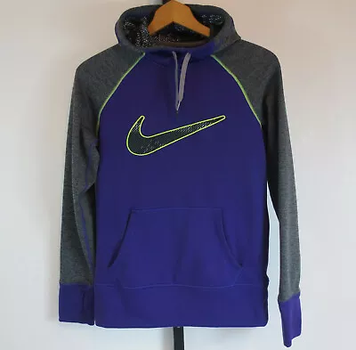 Buy Nike Hoodie Womens Size Small Therma-Fit All Time Swoosh Purple Gray Raglan • 16.29£