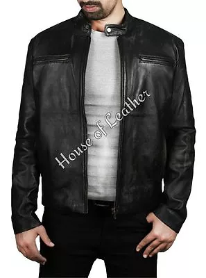 Buy Contraband Mark Wahlberg' Plain Black SlimFIT Great REAL Cow Hide Leather Jacket • 101.12£