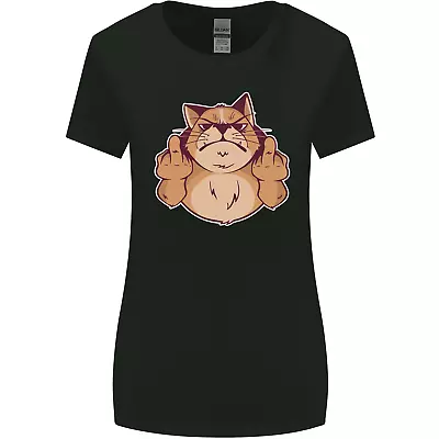 Buy Grumpy Cat Finger Flip Offensive Funny Womens Wider Cut T-Shirt • 8.75£