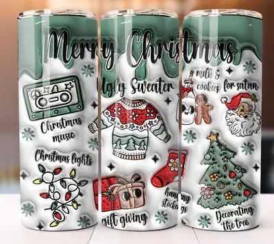 Buy Christmas Ugly Sweater Inflated Design Cup Tumbler Mug 20 Oz Stainless Steel • 18.90£