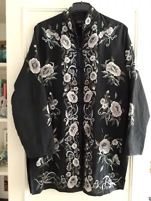 Buy Beautiful East 16 Silk Floral Embroidered Jacket/coat Black Great Condition • 64£