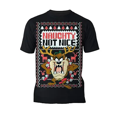 Buy Looney Tunes Tasmanian Devil Xmas Naughty Official Men's T-Shirt • 22.99£