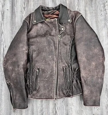 Buy Vintage Brown Genuine Leather Motorcycle Jacket Womens Bomb Shell • 62.67£