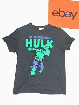 Buy The Incredible Hulk T-Shirt Size L Grey Shirt Sleeve Primark Marvel Comic Book • 4.99£