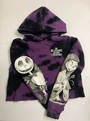 Buy Disney The Nightmare Before Christmas Size SM Crop Hoodie Purple Black Top • 4.73£