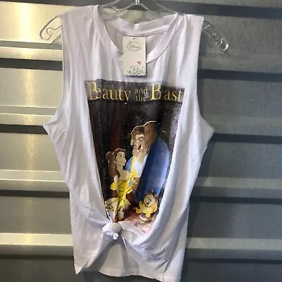 Buy Disneys Beauty And The Beast Shirt Medium M Girls Nwt White Sleeveless DB • 8.60£