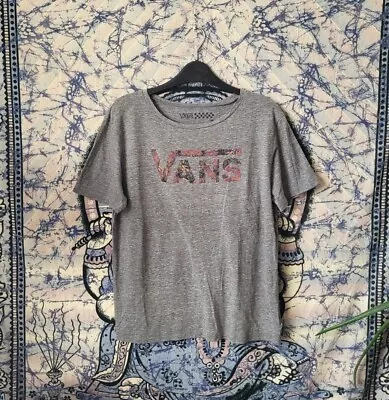 Buy VANS Off The Wall Grey T-Shirt With Pink And Orange Monarch Butterfly Logo Print • 10£