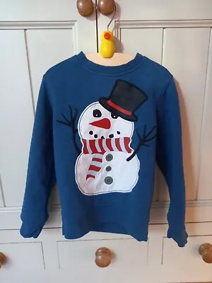 Buy H&M Snowman Christmas Jumper Soft Sweatshirt Blue 4-6yrs Applique Kids • 2£