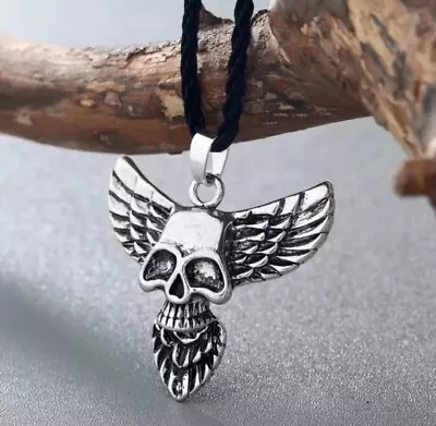 Buy Men's Jewelry Wing Skull Gothic Biker Pendant Necklace FREE GIFTS PAUNCH • 4.85£