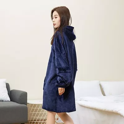 Buy Oversized Long Hooded Adult Sherpa Big Fleece Blanket Hoodie Sweatshirt Unisex • 12.99£