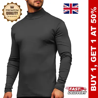 Buy Brand New Mens Turtleneck Shirt Long Sleeve Undershirt Fit Solid Tops Grey • 7.97£