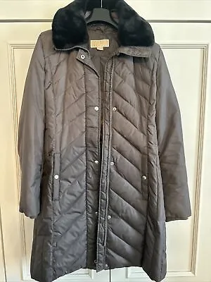 Buy Michael Kors Down Winter Jacket! XS! Gray! Black Fur Removable Collar! • 8.04£