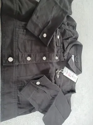 Buy Black Cropped Denim Jacket • 10.99£