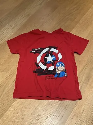 Buy Marvel Captain America 3-4 Years Boys T Shirt - Red • 1.79£