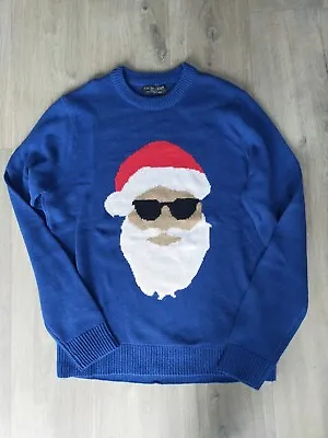 Buy Christmas Jumper Medium Cool Santa Blue Red White Free UK Delivery  • 19.99£