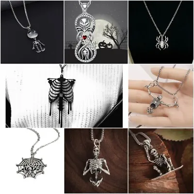 Buy Retro Steam Punk Gothic Skull Skeleton Pendant Necklace Women Men Jewelry Gift • 3.90£