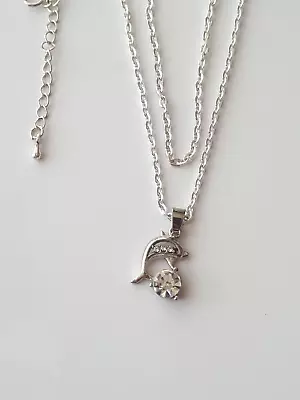 Buy Womens Girls Silver Necklace DOLPHIN Diamonte Neck Chain Body Jewellery (B50) • 3.88£