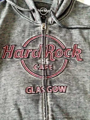 Buy Hard Rock Cafe Glasgow Double Burnout Zip Hoodie Charcoal New Tags Men’s Large • 29.99£