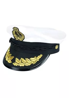 Buy Adult Captain Hat Satin Yacht Boat Navy Sailor Sea Marine Fancy Dress Costume • 7.99£