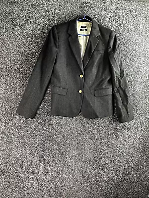 Buy J.Crew Schoolboy Women Blazer Jacket 14 Grey Polyester Short Button Long Sleeve • 19.99£