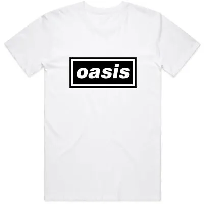 Buy Oasis Classic Logo White T-Shirt Mens Black T Shirt Licensed/80s/90s/ROCK • 12.99£