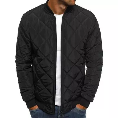 Buy Men Quilted Padded Puffer Jacket Casual Zip Up Winter Warm Coat Bomber Outwear • 13.98£