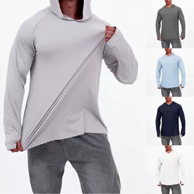 Buy UPF50+ Men's Long Sleeve Sun/UV Skin Protection T-Shirts Outdoor Fishing Hoodies • 3.49£