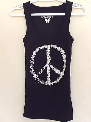 Buy PEACE Symbol Black Tank Top Women's Size Xsmall NWOT • 6.31£