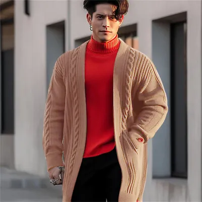 Buy Stylish Men Knitted Cardigan Jacket Slim Long Sleeve Casual Sweater Coat Blazer • 37.19£