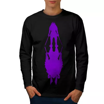 Buy Wellcoda Double Katana Fantasy Mens Long Sleeve T-shirt, Shadow Graphic Design • 17.99£