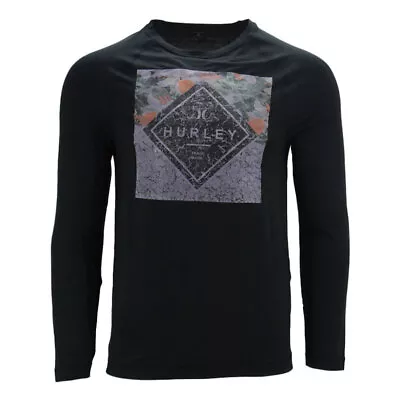 Buy Hurley Mens T Shirts Gym Long Sleeve Crew Neck Regular Stretch Winter Black Tee • 7.99£