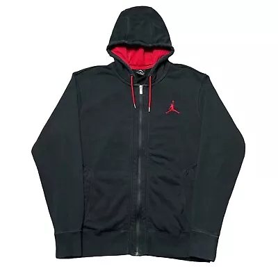 Buy Air Jordan Flight Hoodie Jumpman Logo Full Zip Sweatshirt Black Red Men's Large • 24.99£