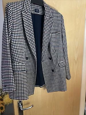 Buy M&S Ladies Double Breasted Jacket Black, White And Burgundy Check Size 18 • 12.99£