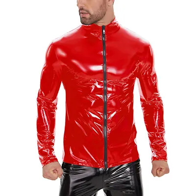 Buy Gloss Leather Men's PVC High Jacket, Odor-Free, Accurate Sizing • 20.99£
