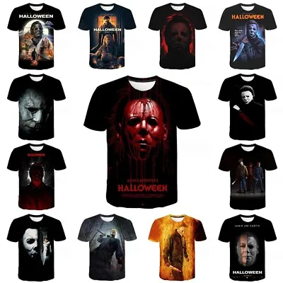 Buy 3D Mens Womens Halloween Michael Myers Horror T-Shirt Short Sleeve Tee Tops Gift • 10.79£