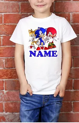 Buy New Sonic Personalised Kids Birthday Party Boy T-shirt Gift Any Name 3-14yer • 9.99£