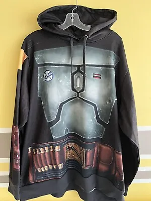 Buy New Disney Parks Star Wars Boba Fett Armor Hoodie Pullover Black Gray Sz S M XL • 42.62£