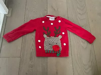 Buy F&F Red Christmas Jumper 18-24 Months Reindeer • 2£