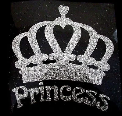 Buy Princess Crown Glitter Iron On Hotfix T Shirt Transfer Baby Girl • 3.50£